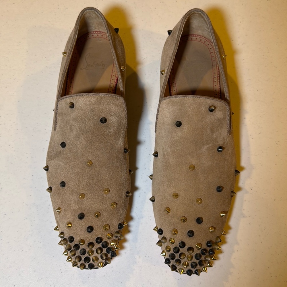 Christian Loubotin Beige Suede Men’s Shoes